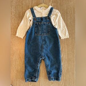 Zara Denim Overalls with Long Sleeve Top